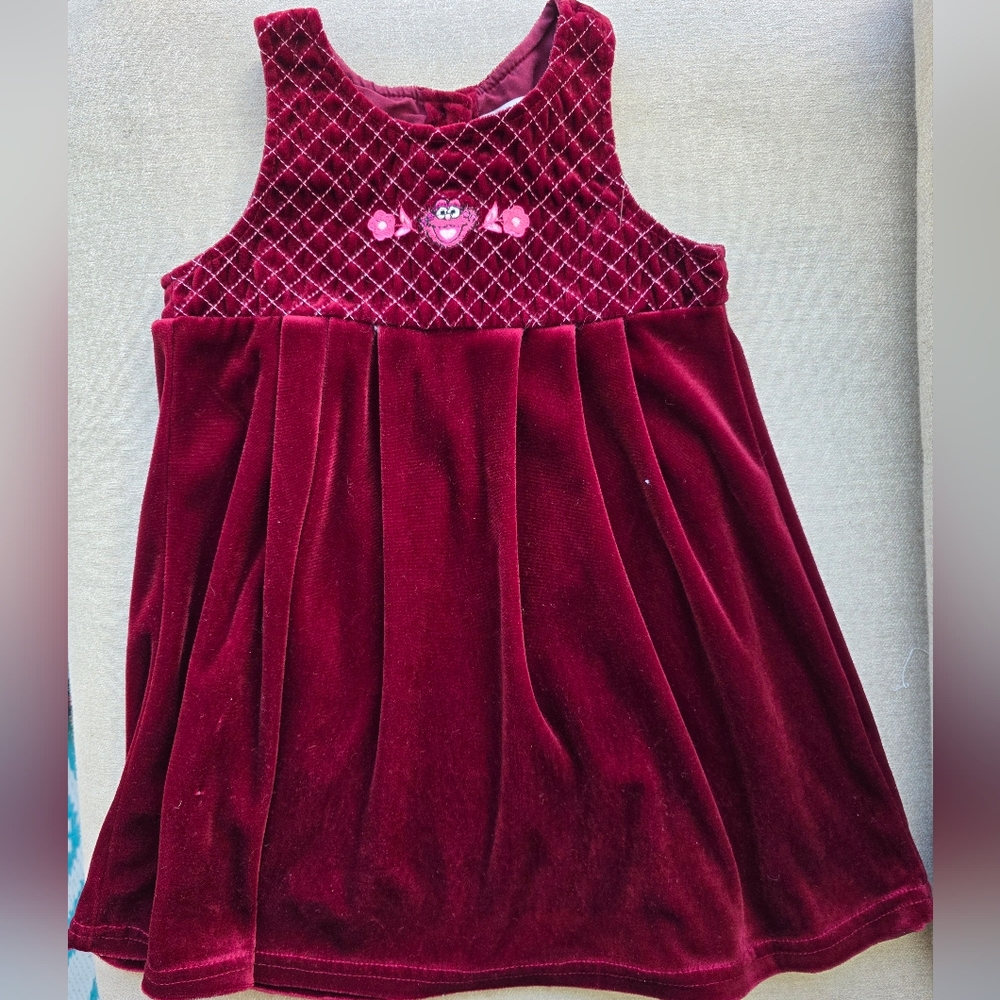 Nina Deep Red Velvet Dress Sesame Street